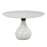 Koen - Round Dining Table, Engineering Marble Top - White & Black