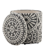 Tahoe - Mosaic Ottoman - Black Wool, Ivory Wool