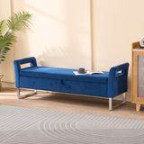 Wide Storage Soft Ottoman Bench With Armrests