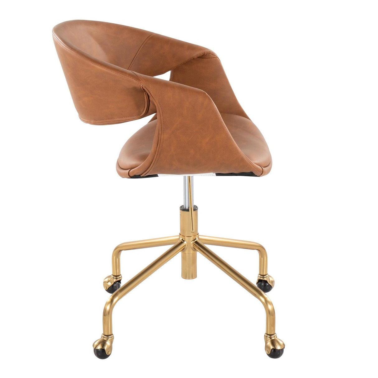 Curvo - Upholstered Task Chair - Gold Metal Base
