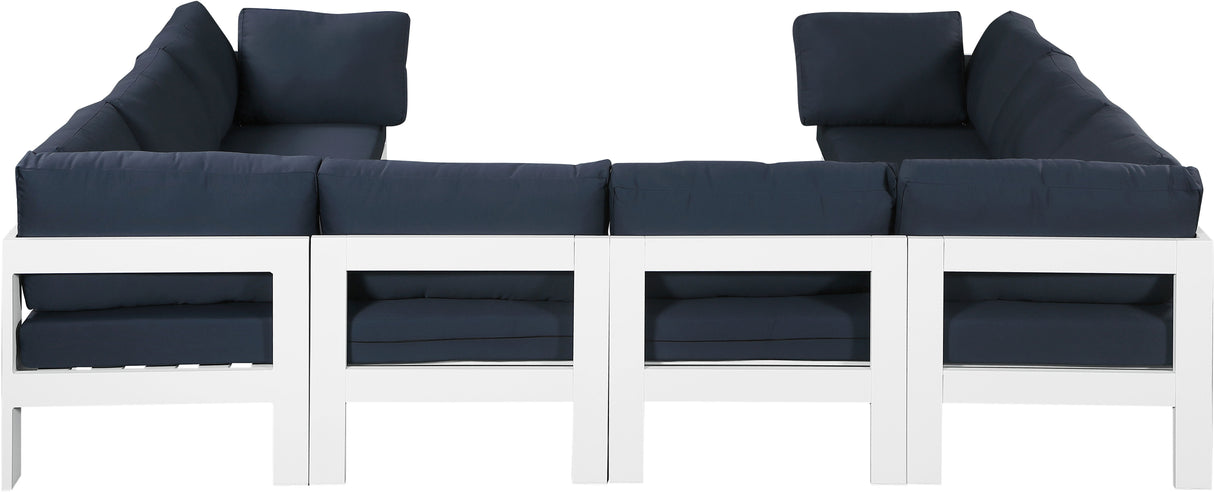 Nizuc - Outdoor Patio 8 Piece Modular Sectional With White Frame