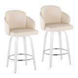 Cinch - Contemporary Fixed-Height Swivel Counter Stool (Set of 2) - White Wood
