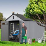Resin Plastic Storage Shed For Backyard Garden With Spire Tool Storage
