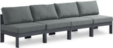 Nizuc - Outdoor Patio 4 Seat Armless Modular Sofa With Gray Frame