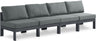 Nizuc - Outdoor Patio 4 Seat Armless Modular Sofa With Gray Frame