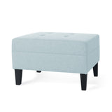Classic Ottoman With Birch Wood Legs And Fabric Upholstery