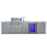 Mont Alpi Deluxe Series 10 Ft Natural Gas Outdoor Kitchen Island w/ Side Burner & Beverage Center- MAi400-DBEV