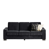 Modern Corduroy Fabric Sofa, 3 Seater Compressed Couch With Cup Holders