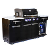 Mont Alpi Compact Series 6 Ft Propane Outdoor Kitchen Island w/ Fridge in Black Stainless Steel - MA-957FC