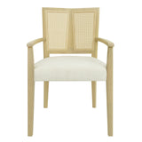 Mid Century Modern Arm Dining Chairs With Rattan Backrest