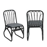 Outdoor Wicker Dining Chairs With Washable Cushion (Set of 2)