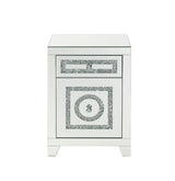 Noralie - 26"H Accent Table With Storage Drawers - Mirrored & Faux Diamonds
