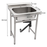 Single Bowl Utility Sink, Freestanding Commercial Kitchen Sink For Laundry Room - Brushed Nickel