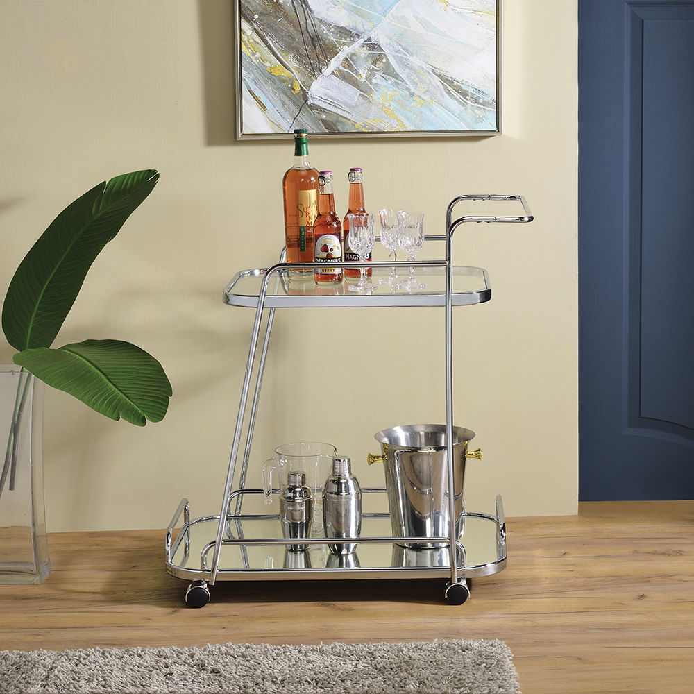 Aegis - Serving Cart - Clear Glass & Chrome