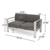 Outdoor Aluminum Loveseat With Cushion - Gray
