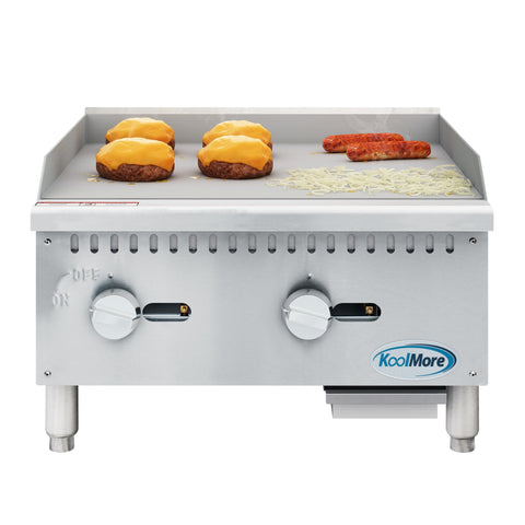 24 in. Natural Gas 2-Burner Griddle with 60,000 BTU in Stainless-Steel (KM-GG2-24M)