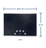 GE JEP5030STSS - 30 in. 5-Burner Electric Cooktop with Simmer Burner & Power Burner - Stainless Steel