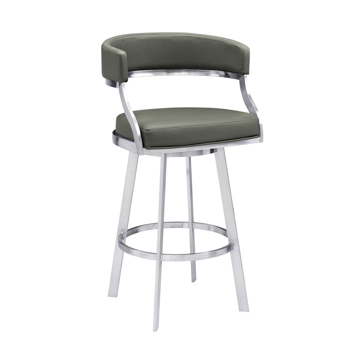Saturn - Bar Height Bar Stool - Brushed Stainless Steel