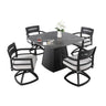 Outdoor Patio Dining Set, Squircle Dining Table, Dining Chairs With Sunbrella Cushions