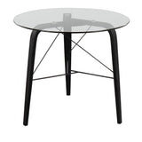 Trilogy - Mid-Century Modern Round Dinette Table - Black Wood With Clear Glass Top