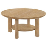 Ottowa - Round Wood Table With Shelf