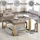 Damien - Cocktail Ottoman - Beige Fabric & Champagne