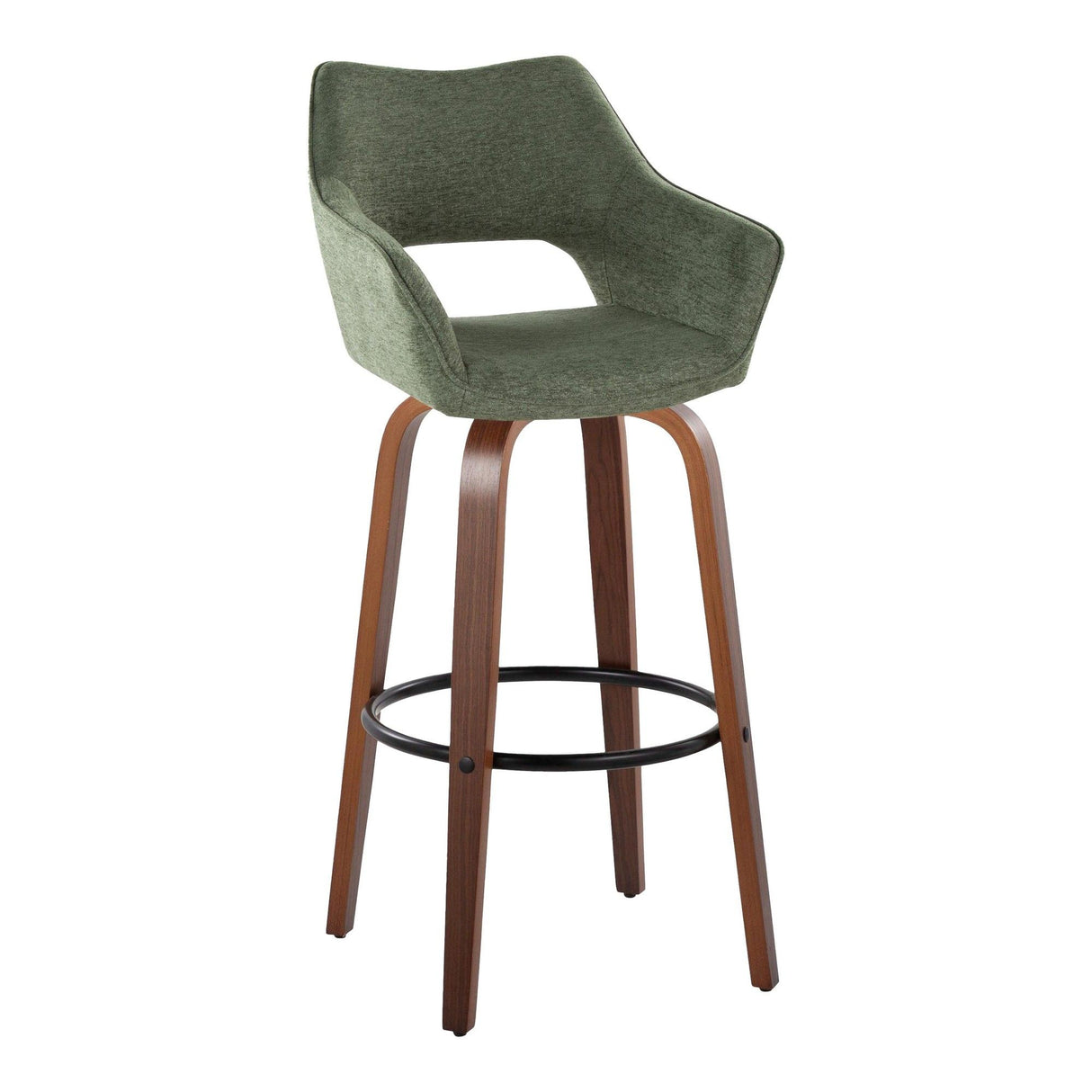 Mustang - 30" Fixed-Height Barstool With Swivel - Walnut Wood (Set of 2)
