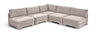 Hammond - Velvet Performance Fabric Upholstered 5 Piece Armless Sectional