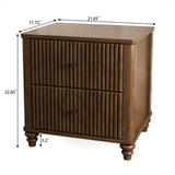 Modern Fluted Nightstand With 3 Drawers
