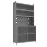 Tall Kitchen Pantry Cabinet With Flip Doors And Pegboard, Anti Tip Steel Storage Hutch