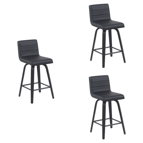 Vienna - Modern Counter Height Swivel Bar Stool - Black Brushed Wood Frame