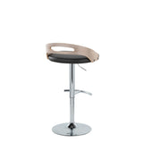 Cassis - Adjustable Swivel Barstool (Set of 2) - Chrome Metal Frame And Light Gray Wood