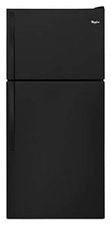 Whirlpool WRT108FFDB black top-freezer refrigerator front view
