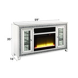 Noralie - 35" TV Stand With Fireplace & LED - Mirrored & Faux Diamonds