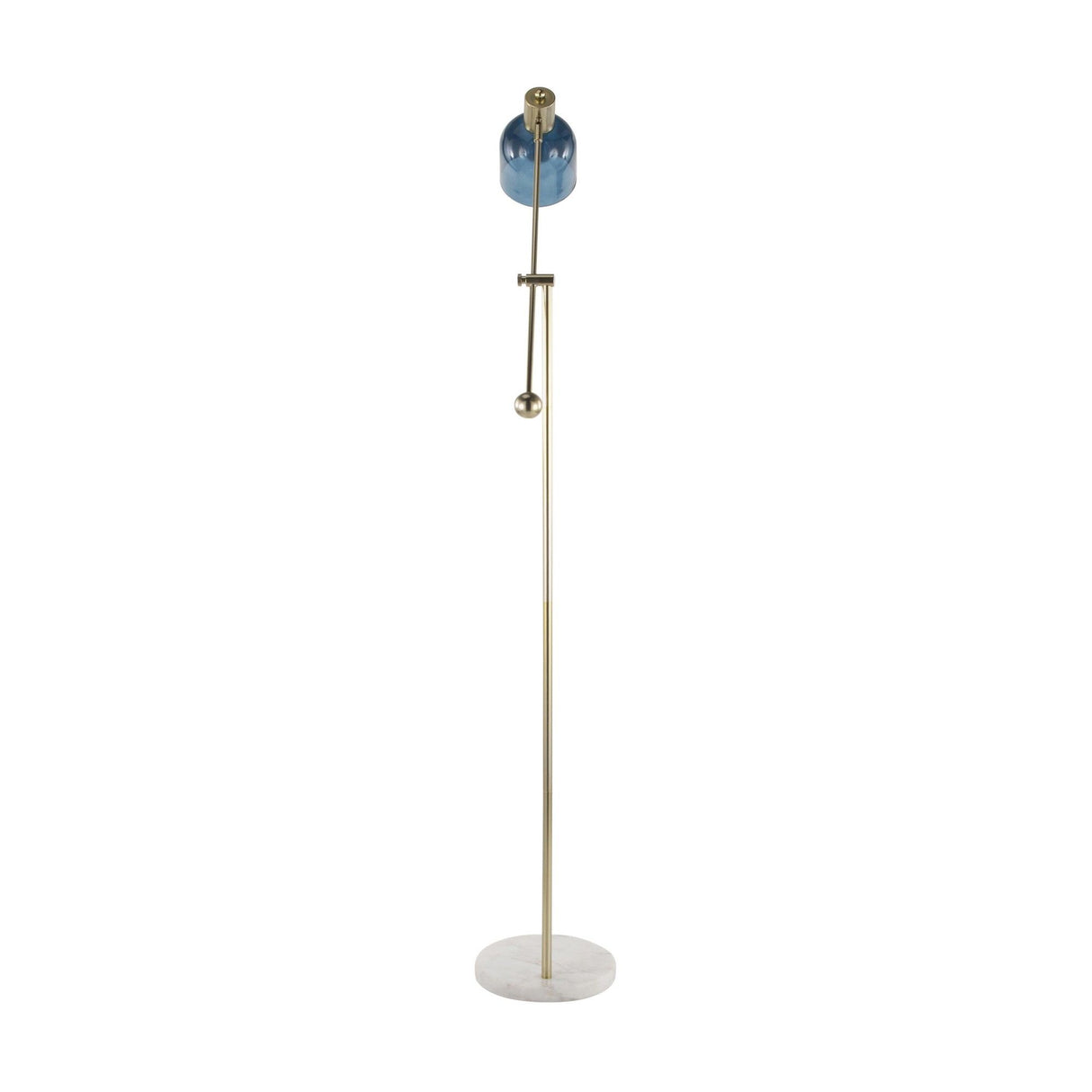 Marcel - Floor Lamp - White Marble, Gold Metal And Blue Glass