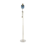 Marcel - Floor Lamp - White Marble, Gold Metal And Blue Glass