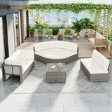 Patio Furniture Set Outdoor Daybed Rattan Sectional With Cushions And Center Table