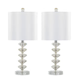 Diamond - Stacked Contemporary Crystal Table Lamp (Set of 2) - Clear / Off White / Chrome