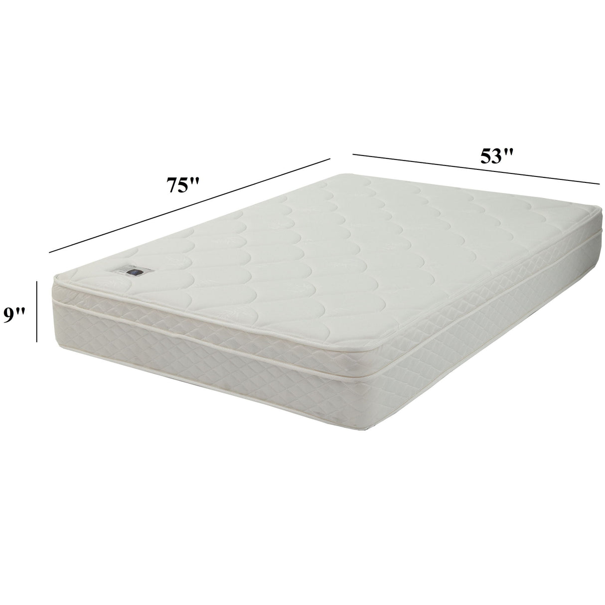 9" Size Bed Mattress With Bonnell Coil Inner Spring And 2.5" Euro Top Foam + Spring Material - White - Full