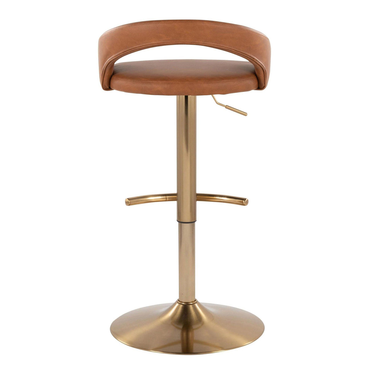 Grotto - Upholstered Adjustable Barstool - Gold Metal Base