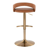 Grotto - Upholstered Adjustable Barstool - Gold Metal Base