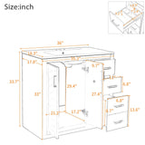 Bathroom Vanity With Sink Combo, Storage Cabinet, Freestanding Set With 3 Drawers & Soft Closing Doors