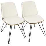Avery - Chair (Set of 2) - Black Metal, Walnut Wood, Cream Faux Leather