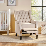 Contemporary Tufted Fabric Push Back Recliner - Beige
