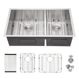 Modern Double Bowl Undermount Kitchen Sink 50 / 50 Design Stainless Steel