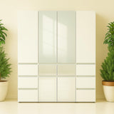 Elise - Modular Wood Closet System With Mirror In Durable Melamine And Wood Customizable Storage - White
