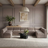 Rummi - Velvet Performance Fabric Upholstered 7 Piece Modular Sectional (With 2 Corner Chairs)