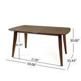 Mid Century Style Wood Dining Table With Rounded Corners - Walnut
