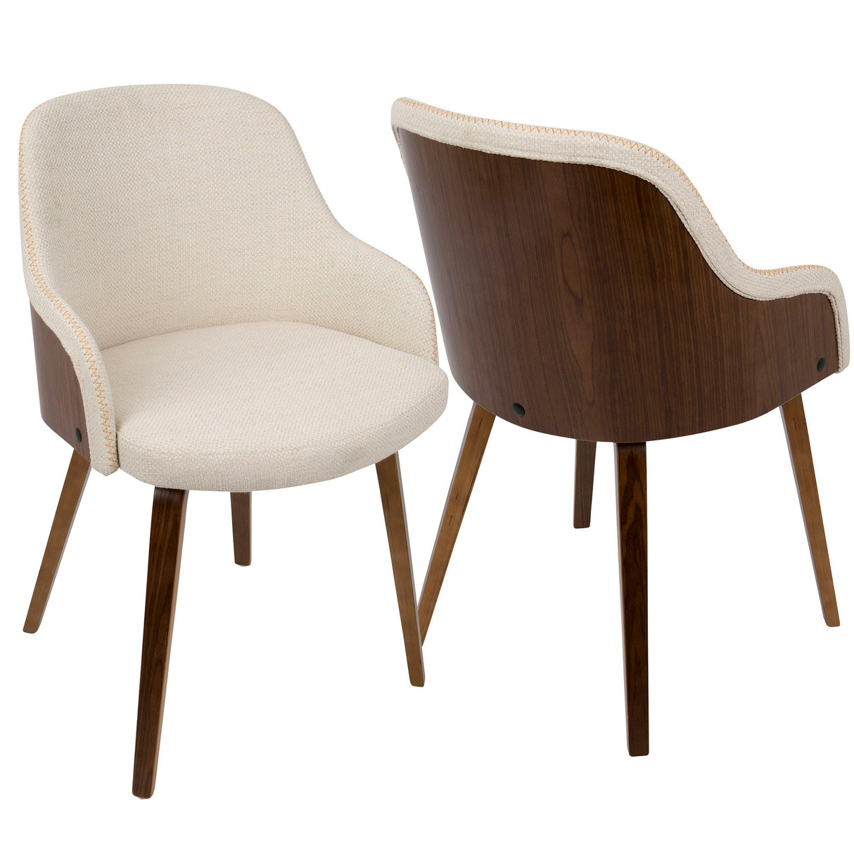 Bacci - Dining Chair - Walnut Wood And Cream Fabric