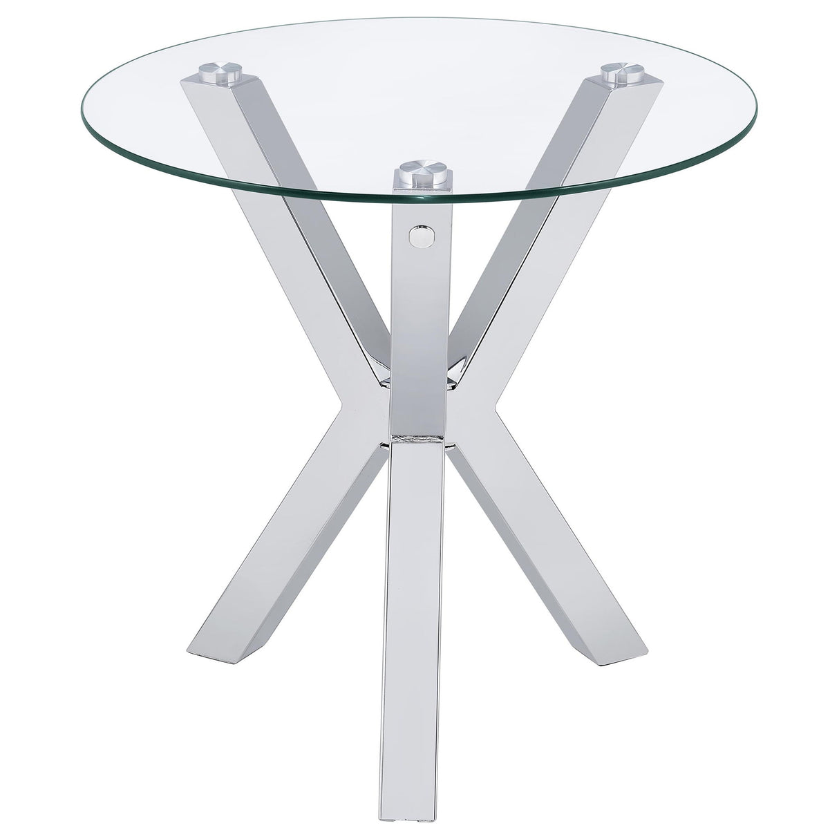 Alexa - Round Tempered Glass Top End Table - Chrome